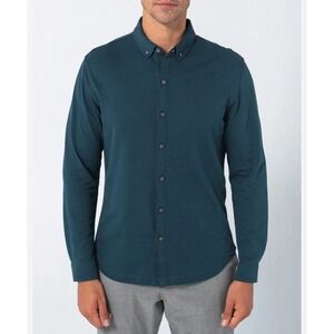Linksoul Mens Long Sleeve Button Down Shirt Casual Green Knit Top